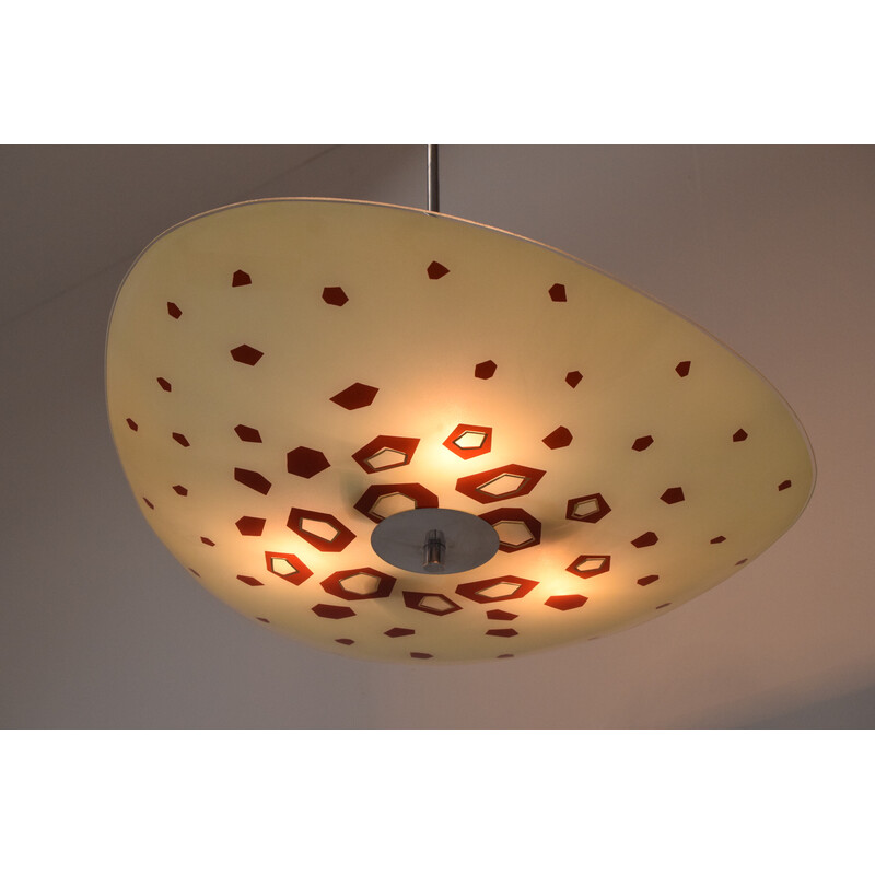 Mid-century glass pendant lamp by Napako, Czechoslovakia 1960s