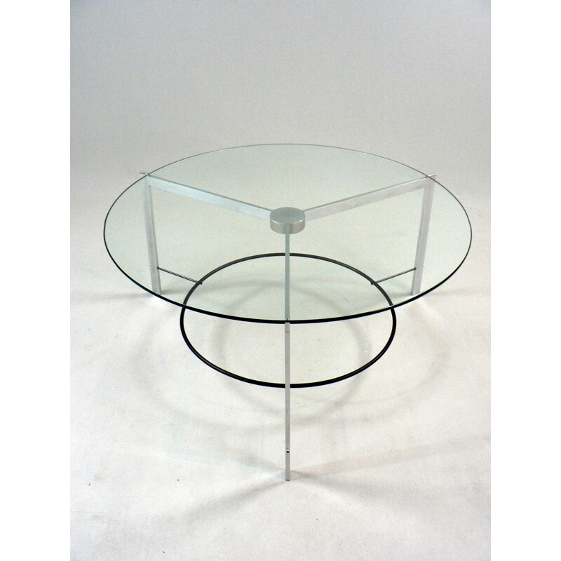 Glass coffee table in chrome-plated steel - 1970s