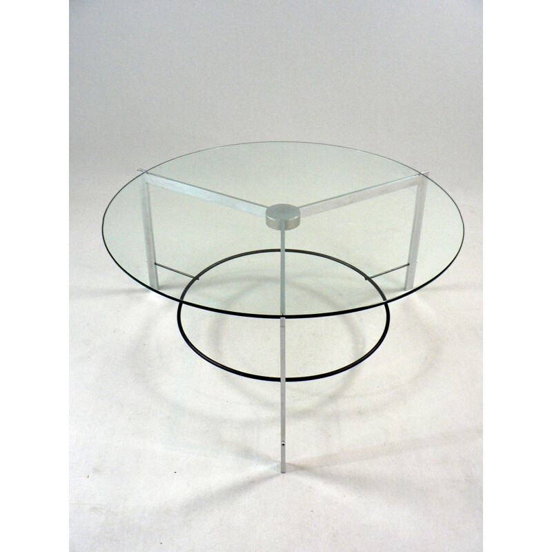 Table basse en verre trempé et acier chromé - 1970