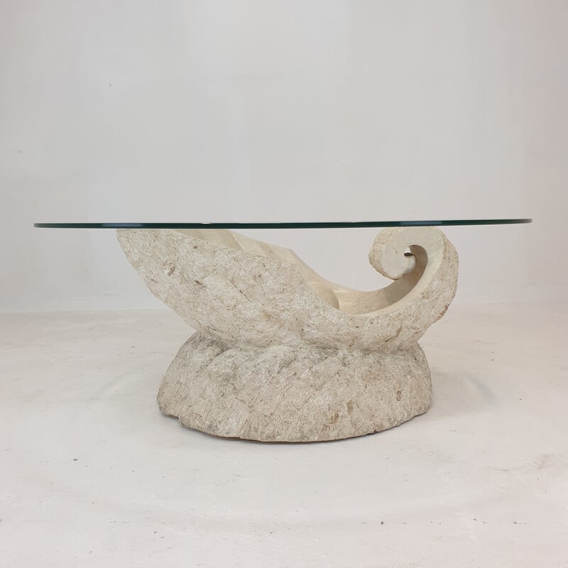 Table basse vintage en pierre de Mactan par Magnussen Ponte, 1980