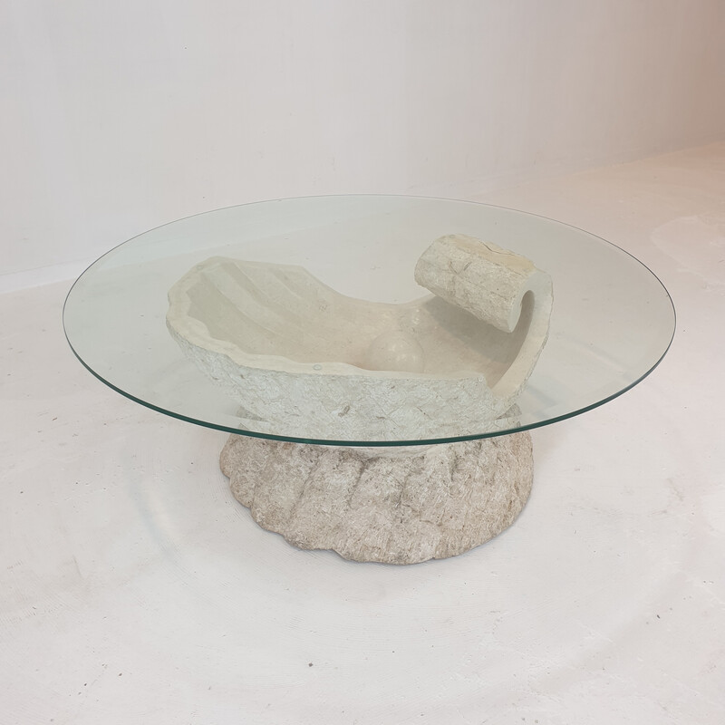 Table basse vintage en pierre de Mactan par Magnussen Ponte, 1980