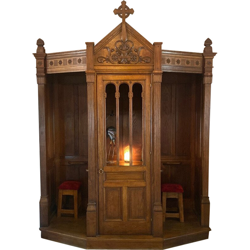 Vintage confessional removível em nogueira maciça