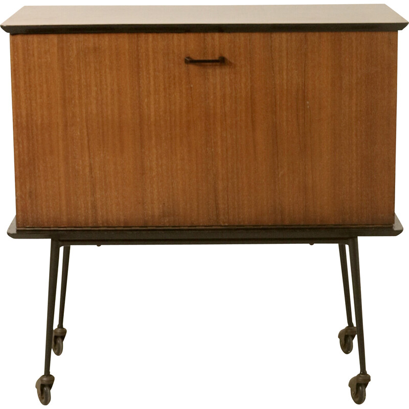 Vintage Melissa bar cabinet on casters, 1950s