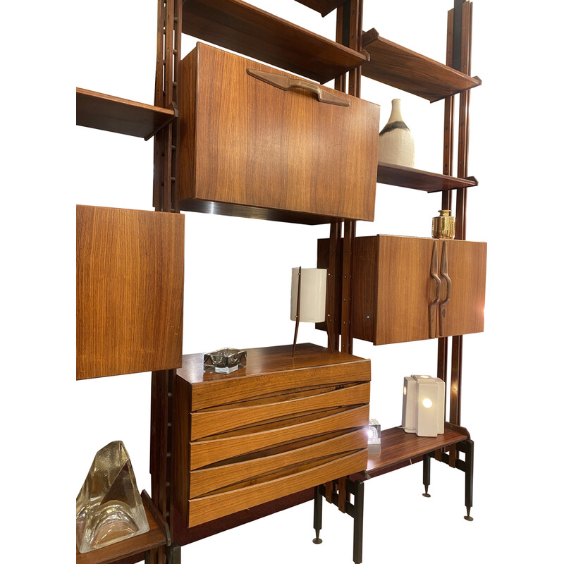 Vintage modular bookcase in rosewood by Franco Albini, 1960