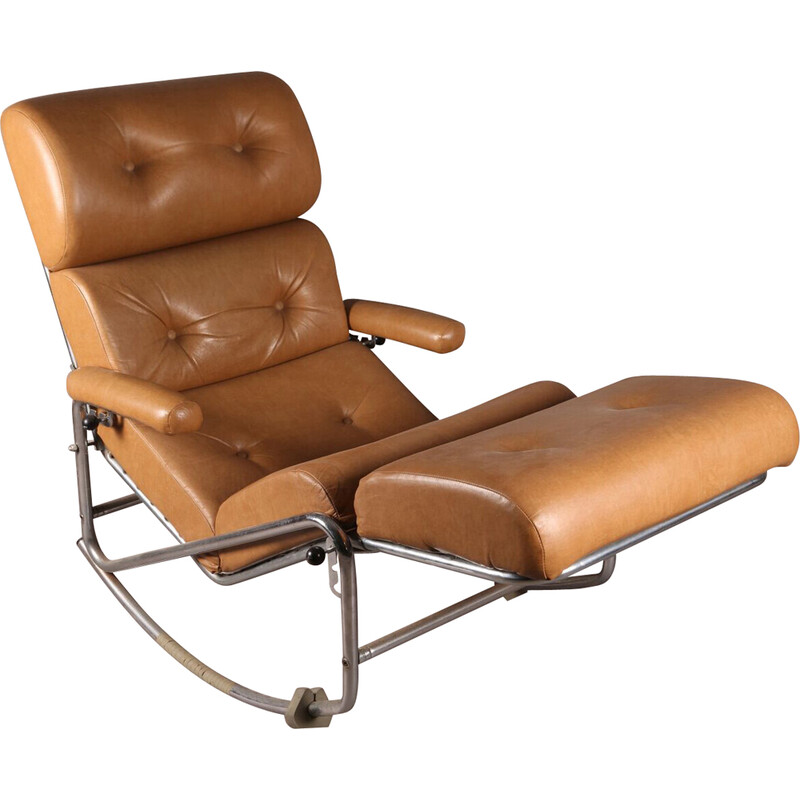 Vintage leather rocking chair, 1960