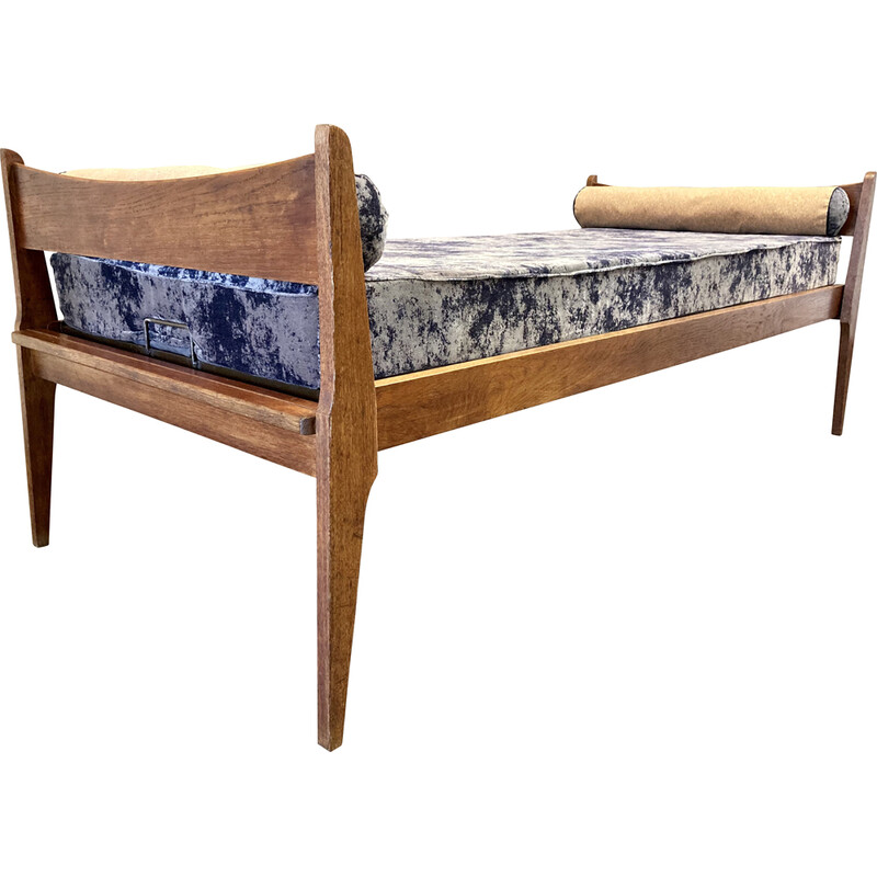 Vintage velvet and grey cork daybed, 1950