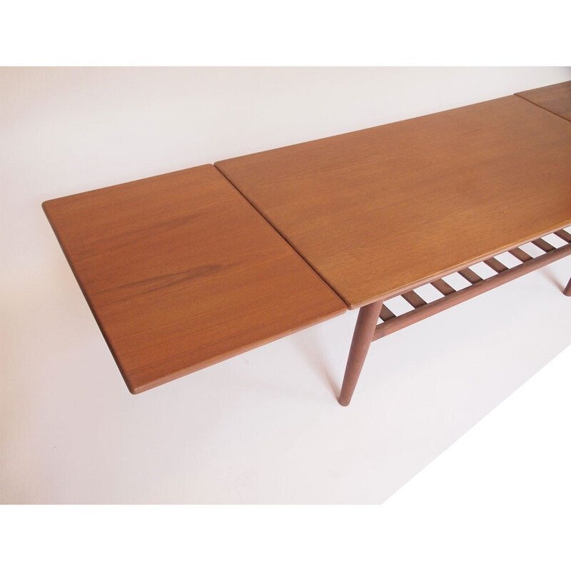 Scandinavian vintage coffee table with 2 extensions, 1950-1960
