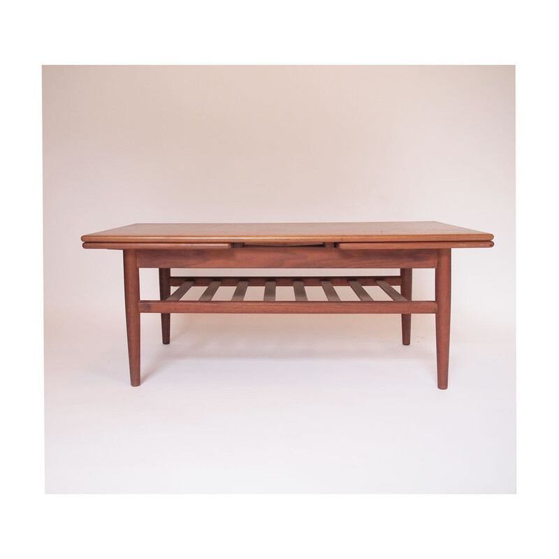 Scandinavian vintage coffee table with 2 extensions, 1950-1960