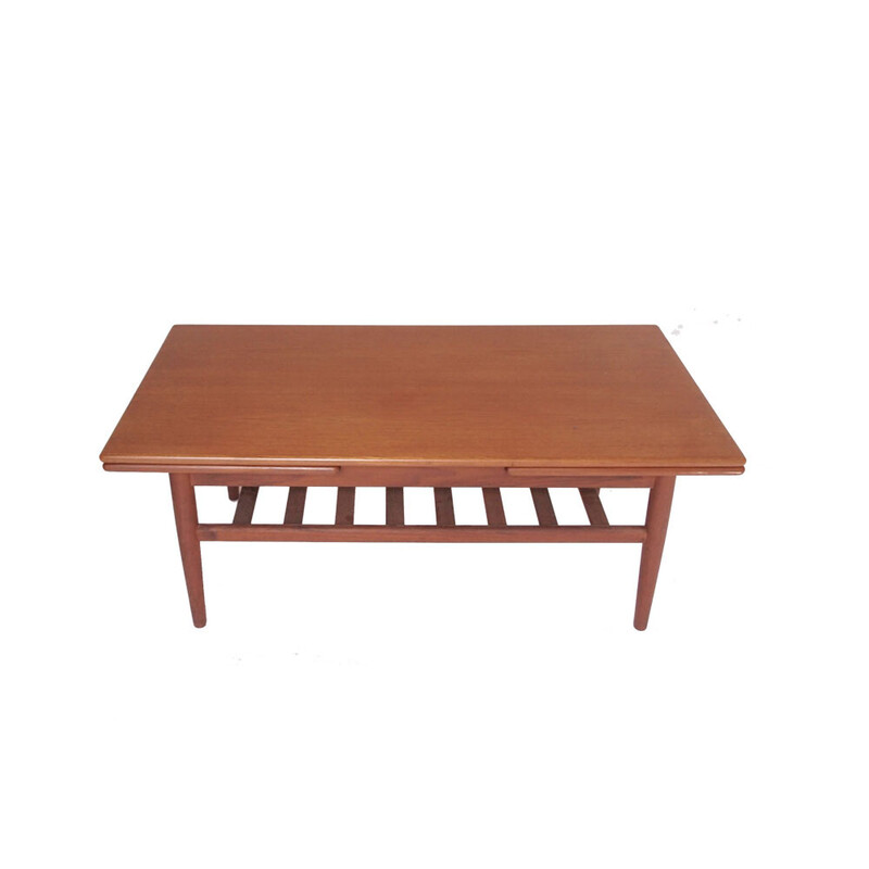 Scandinavian vintage coffee table with 2 extensions, 1950-1960