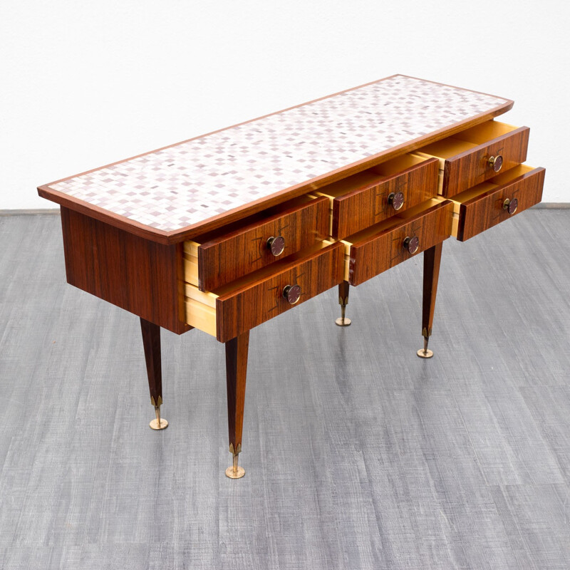 Chest of drawers in rosewood and mosaic - 1960s