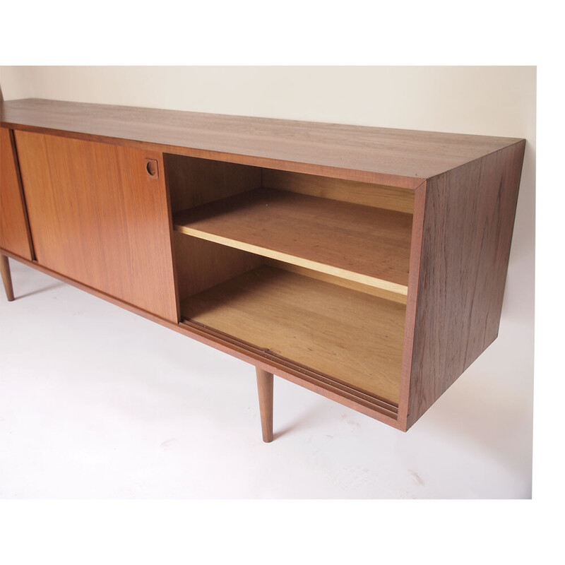 Vintage Deens Scandinavisch honingbruin teak enfilade, 1950-1960