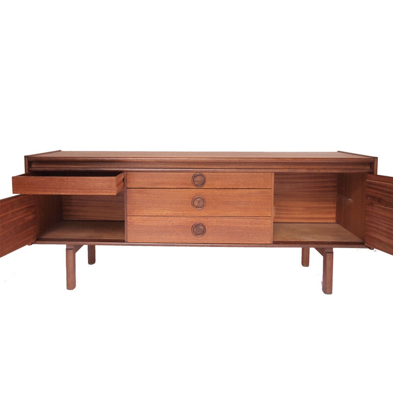 Vintage Scandinavian sideboard in brown honey teak, 1950s-1960s