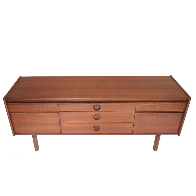 Vintage Scandinavian sideboard in brown honey teak, 1950s-1960s