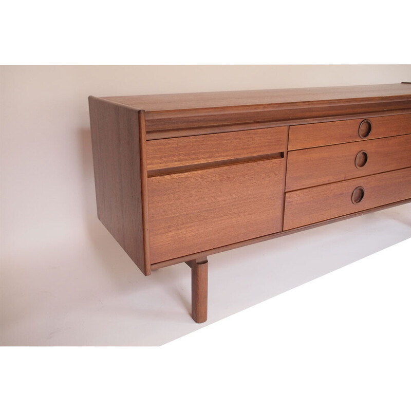 Vintage Scandinavian sideboard in brown honey teak, 1950s-1960s