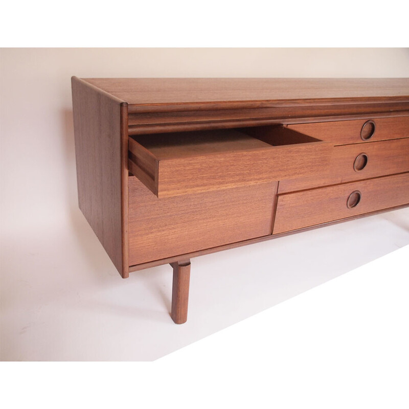 Vintage Scandinavian sideboard in brown honey teak, 1950s-1960s