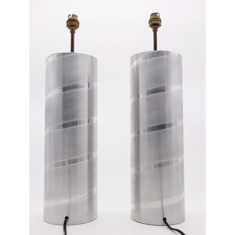 Pair of vintage aluminum tube lamps, 1970s