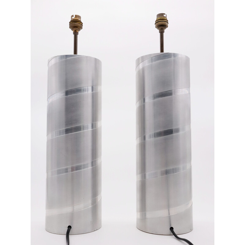Paire de lampes tube vintage en aluminium, 1970