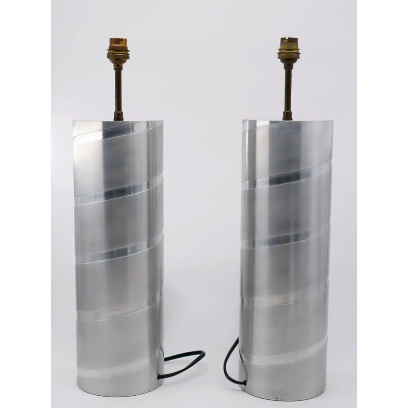 Pair of vintage aluminum tube lamps, 1970s