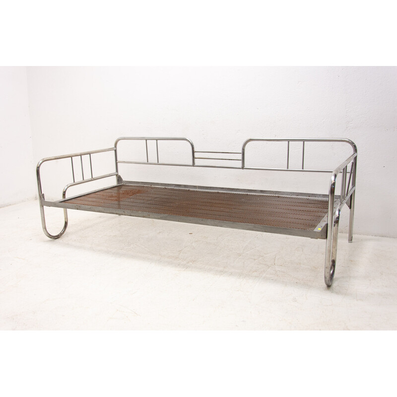 Mid century chromed tubular steel sofa Bauhaus by Hynek Gottwald, 1930s