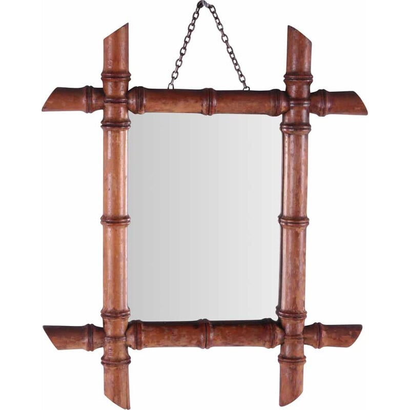 miroir vintage en bambou,