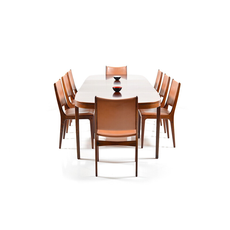 Uldum Møbelfabrik dining set in rosewood, Johannes ANDERSEN - 1960s