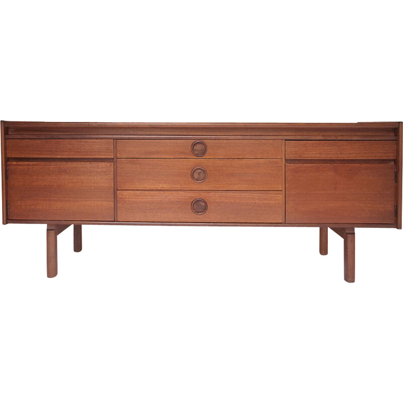 Vintage Scandinavian sideboard in brown honey teak, 1950s-1960s