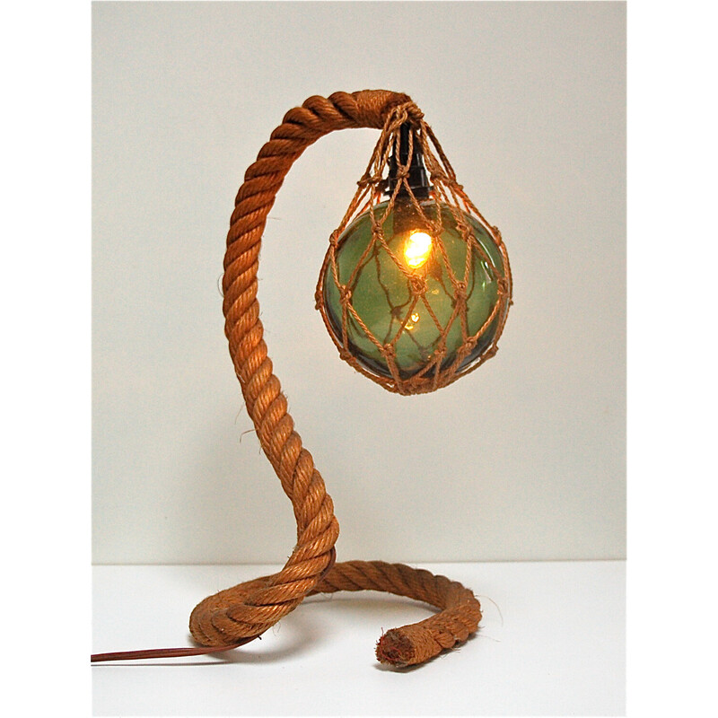 Vintage nautical rope table lamp, France 1960s