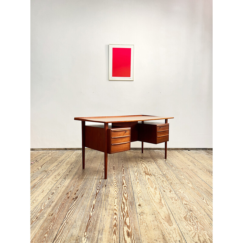 Mid-century teak Danish desk by Peter Løvig Nielsen for Hedensted, 1960s