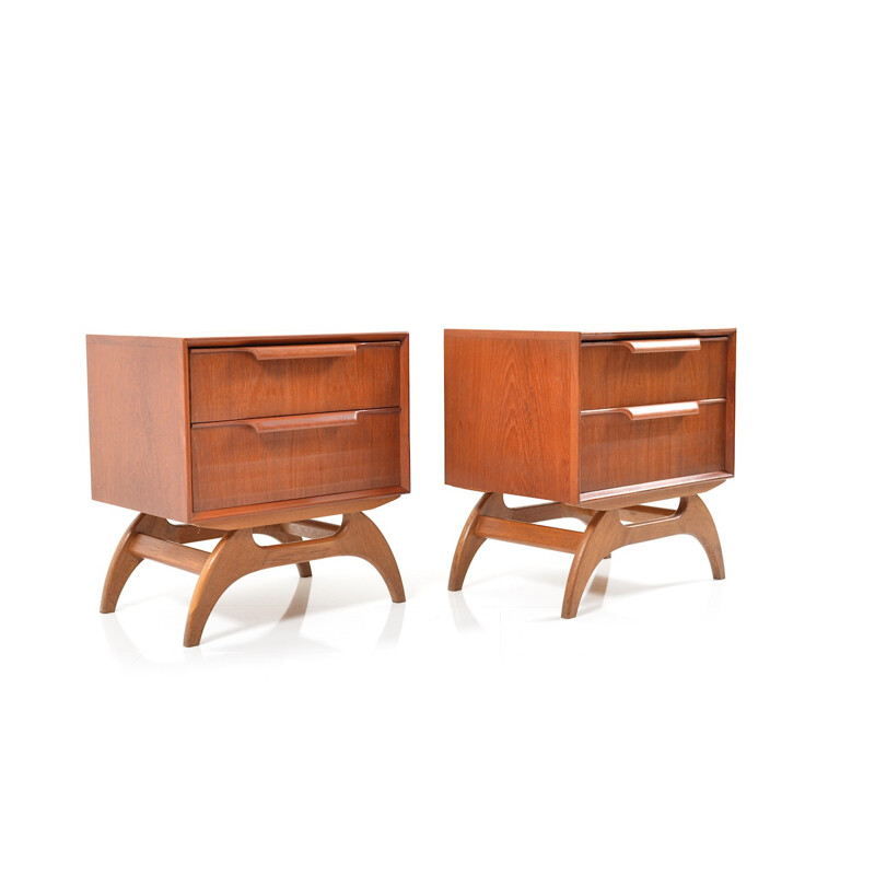 Pair of Danish bedside tables in teak and oak - 1950s