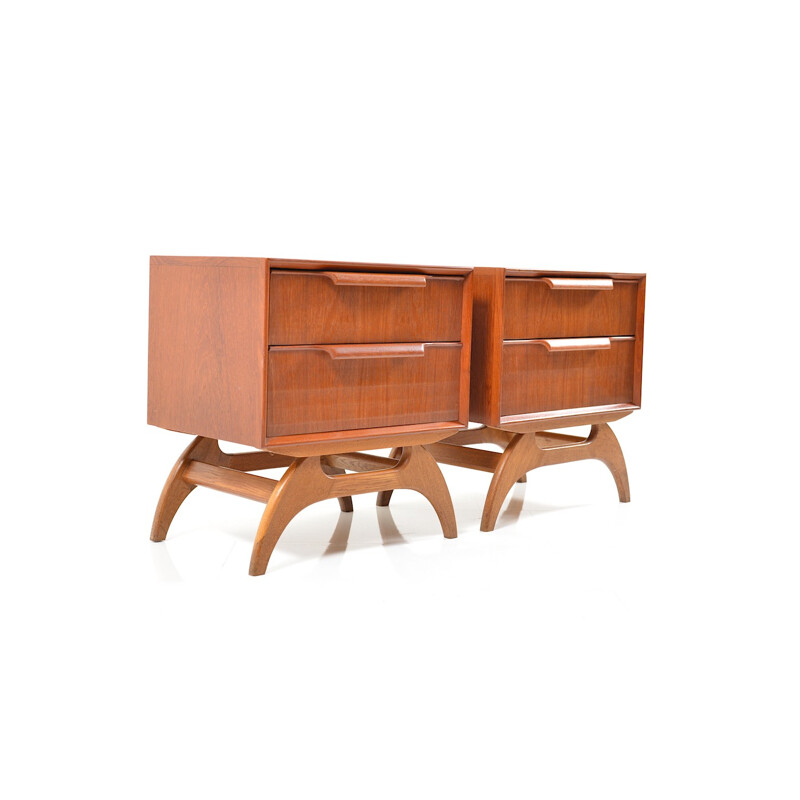 Pair of Danish bedside tables in teak and oak - 1950s
