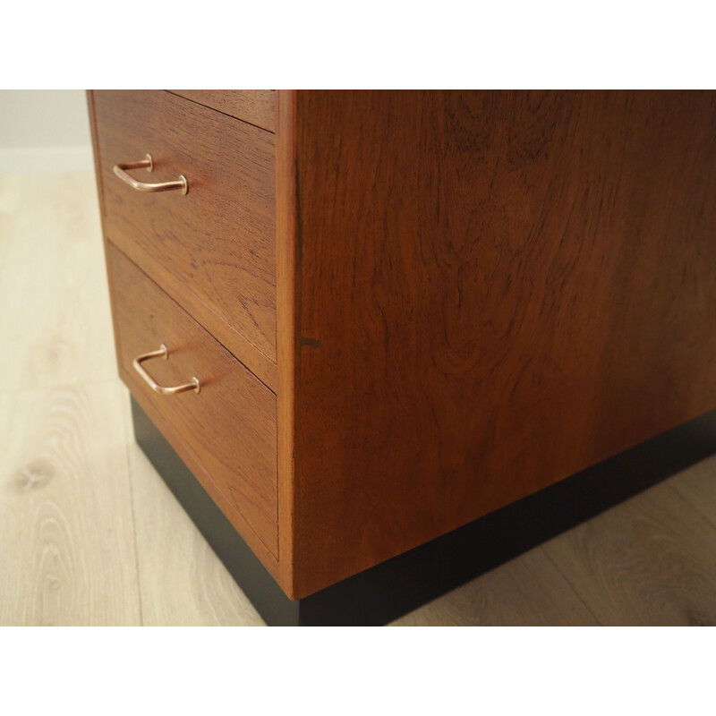 Vintage danish teak desk with drawers and folding top, Denmark 1970s