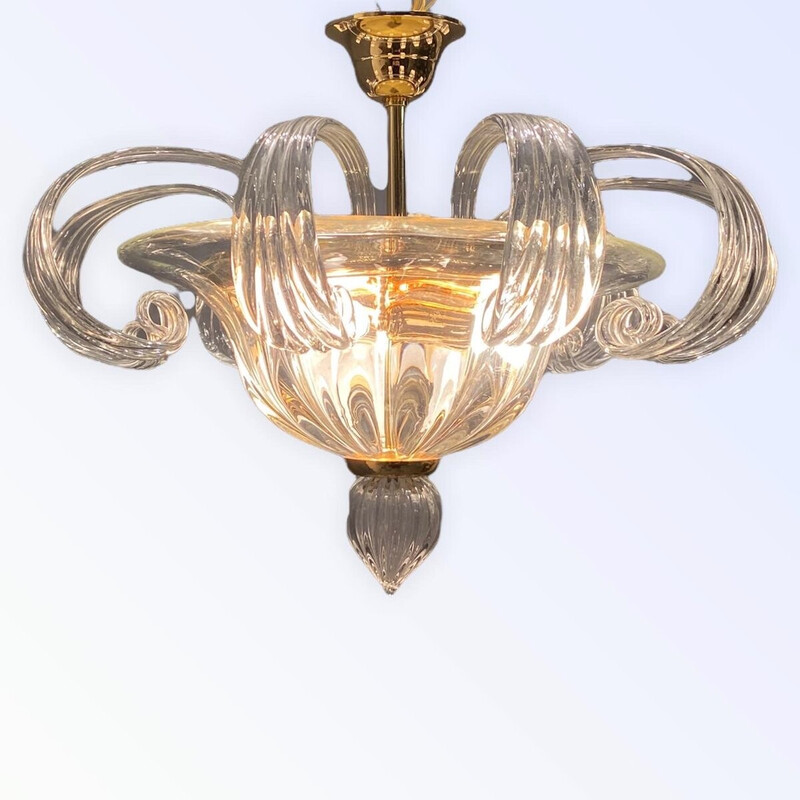 Lampada da soffitto italiana vintage in vetro di Murano