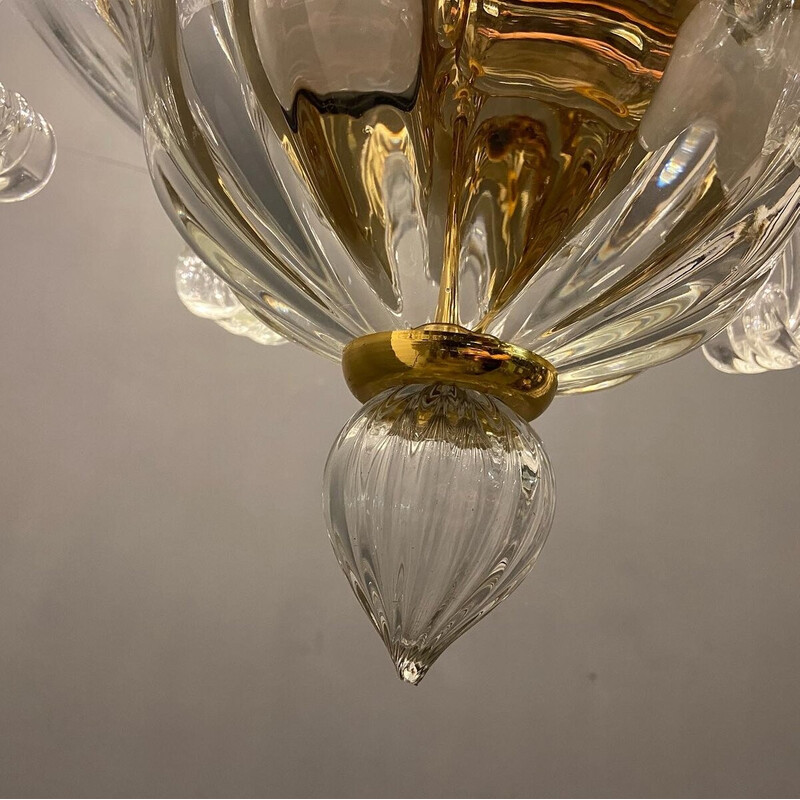 Lampada da soffitto italiana vintage in vetro di Murano
