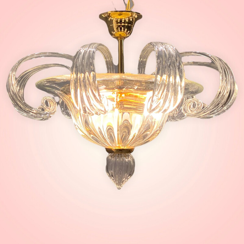 Vintage Italiaanse plafondlamp in Murano glas