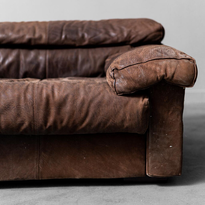 Vintage Erasmo modular leather sofa by Afra Scarpa for B and B, 1970s