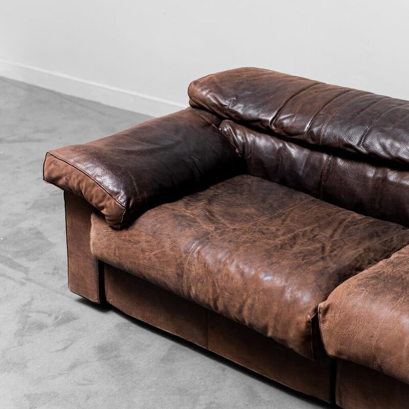 Vintage Erasmo modular leather sofa by Afra Scarpa for B and B, 1970s