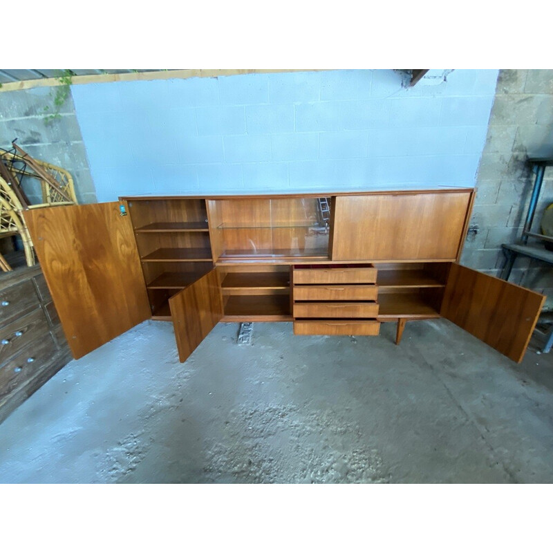 Scandinavian vintage teak highboard by Aarno for Unifa Ameublement Nf, 1960s