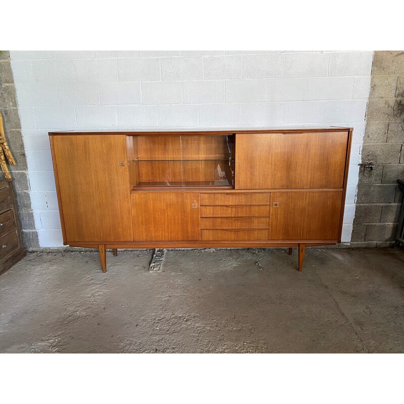 Scandinavian vintage teak highboard by Aarno for Unifa Ameublement Nf, 1960s