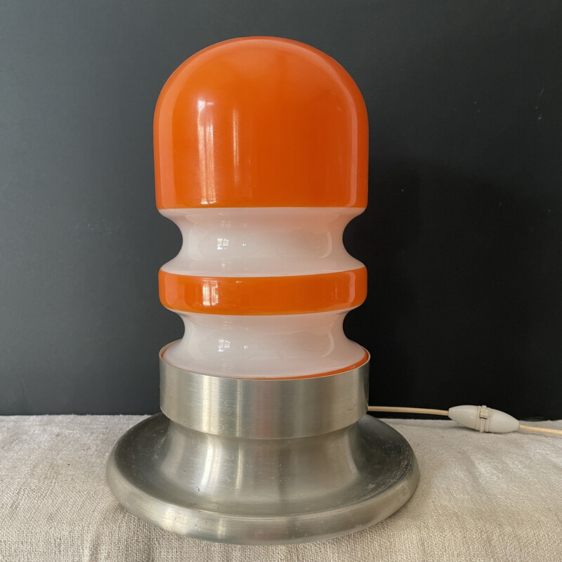 Vintage opaline en aluminium lamp, 1970