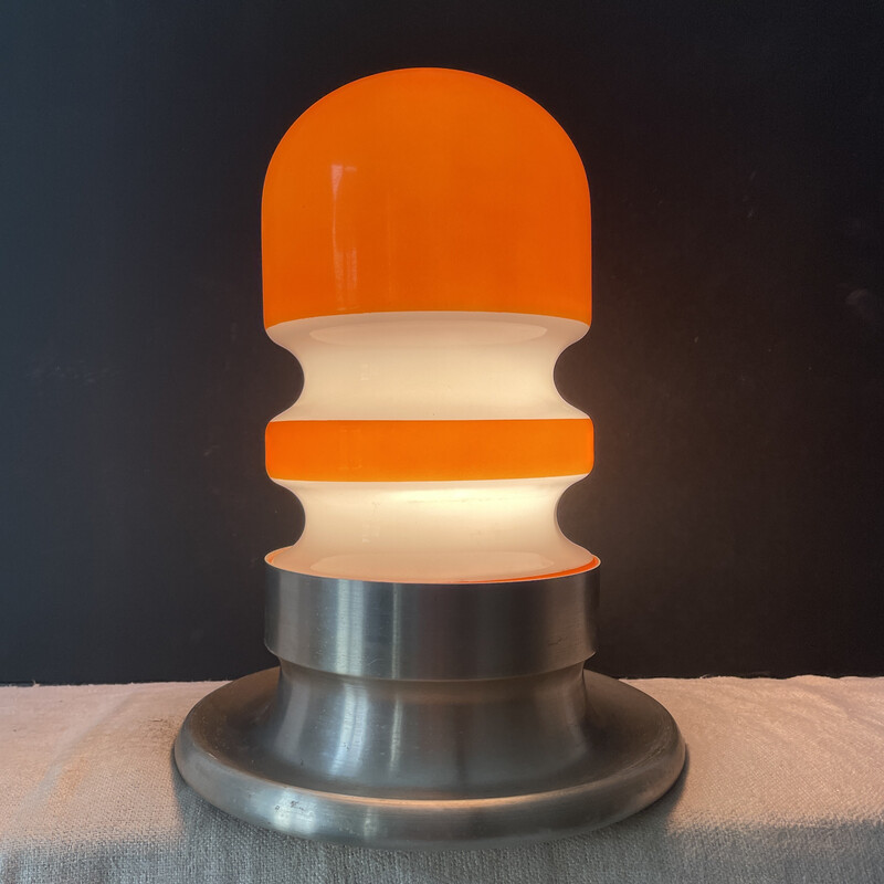 Vintage opaline en aluminium lamp, 1970