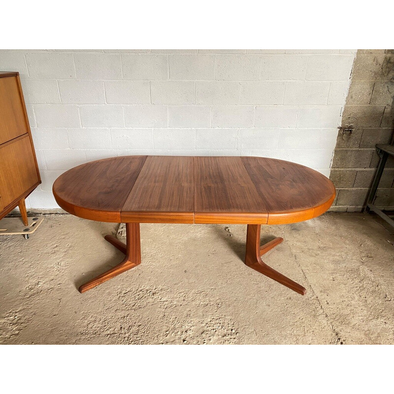 Tavolo rotondo allungabile in teak vintage scandinavo, 1960