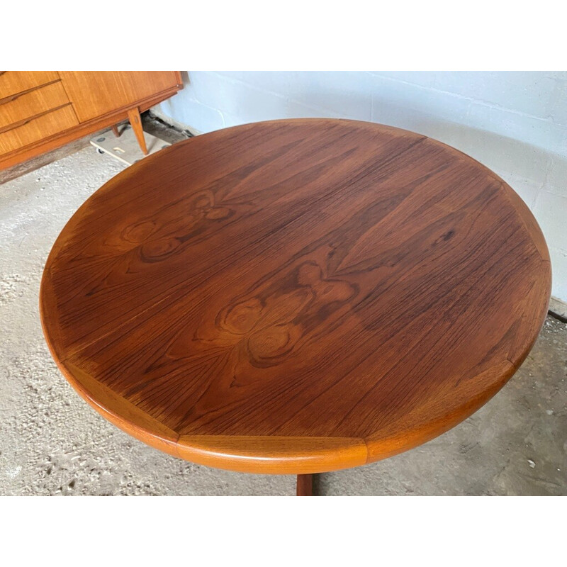 Tavolo rotondo allungabile in teak vintage scandinavo, 1960