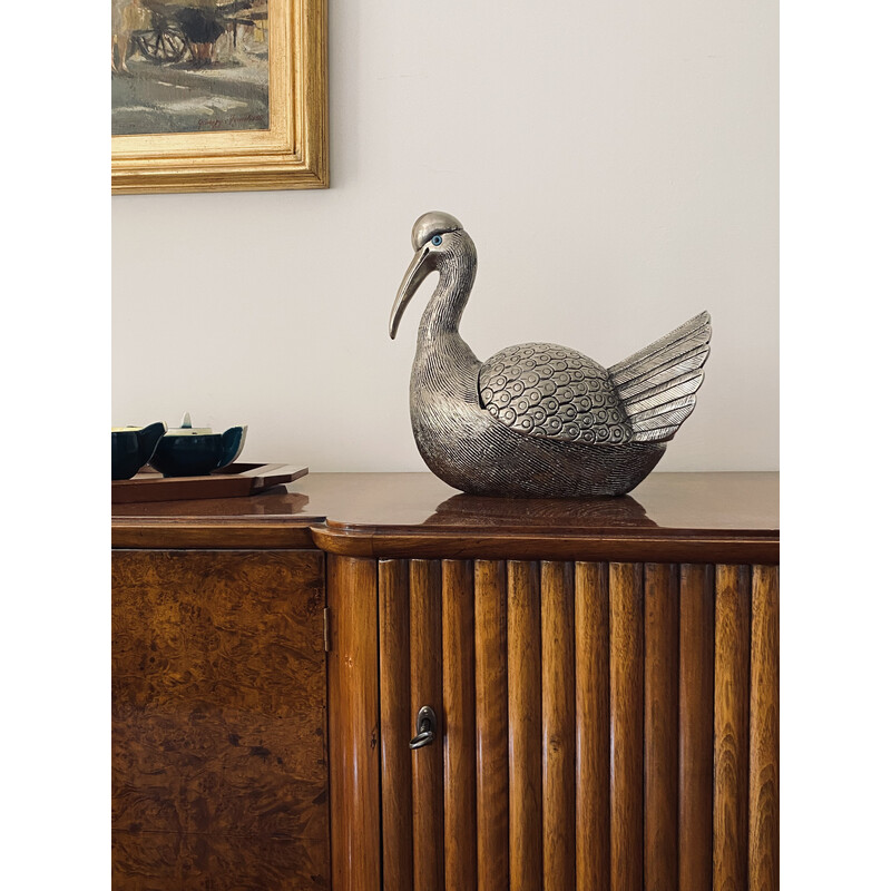 Vintage silver bird-shaped ice bucket, France 1970