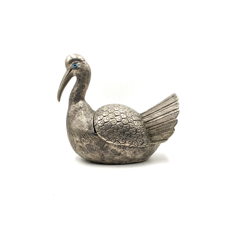 Vintage silver bird-shaped ice bucket, France 1970