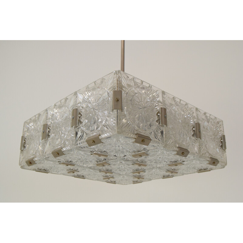 Mid-century glass pendant lamp by Kamenicky Senov, Czechoslovakia 1960s