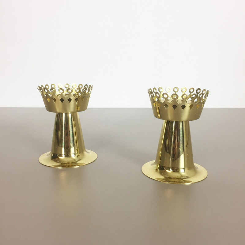 Pair of vintage brass candle holders by Hans Agne JAKOBSSON for Hans Agne Jakobsson A.B, Switzerland 1960