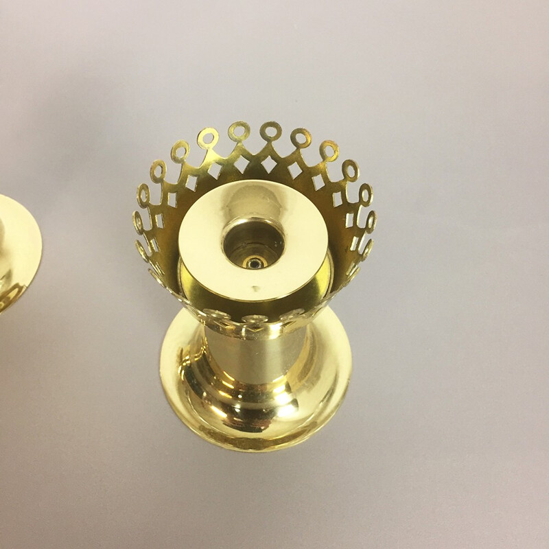 Pair of vintage brass candle holders by Hans Agne JAKOBSSON for Hans Agne Jakobsson A.B, Switzerland 1960