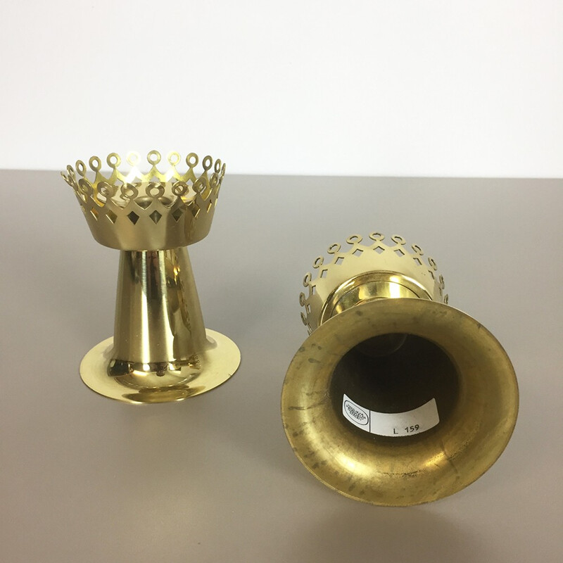 Pair of vintage brass candle holders by Hans Agne JAKOBSSON for Hans Agne Jakobsson A.B, Switzerland 1960