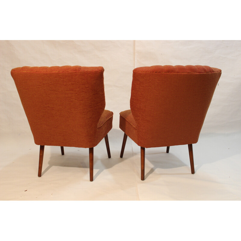 Pair of cocktail chairs in curly fabric - 1950s