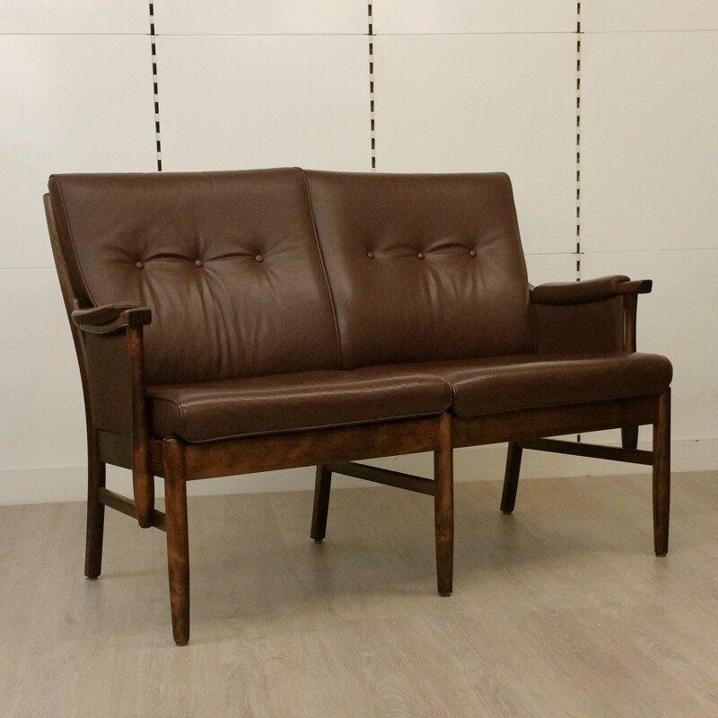 Farstrup Mobler "Casa" danish 2 seats beechwood and leather sofa - 2000s